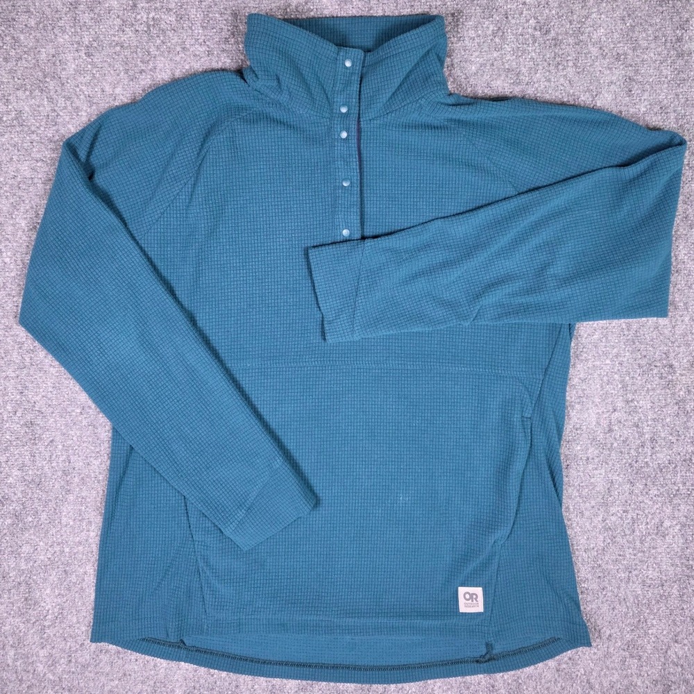 Outdoor Research Women's Trail Mix Snap Pullover XXL Blue Waffle Knit